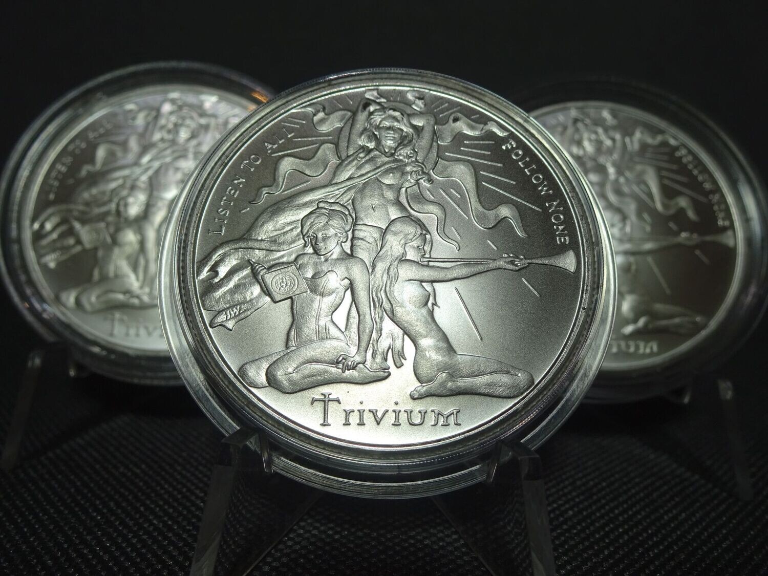 Silbermedaille USA 2021 Trivium Girls Listen To All Follow None Silver Shield 1 Oz Unze Silbermedaille USA 2021 Trivium Girls Listen To All Follow None Silver Shield 1 Oz Unze