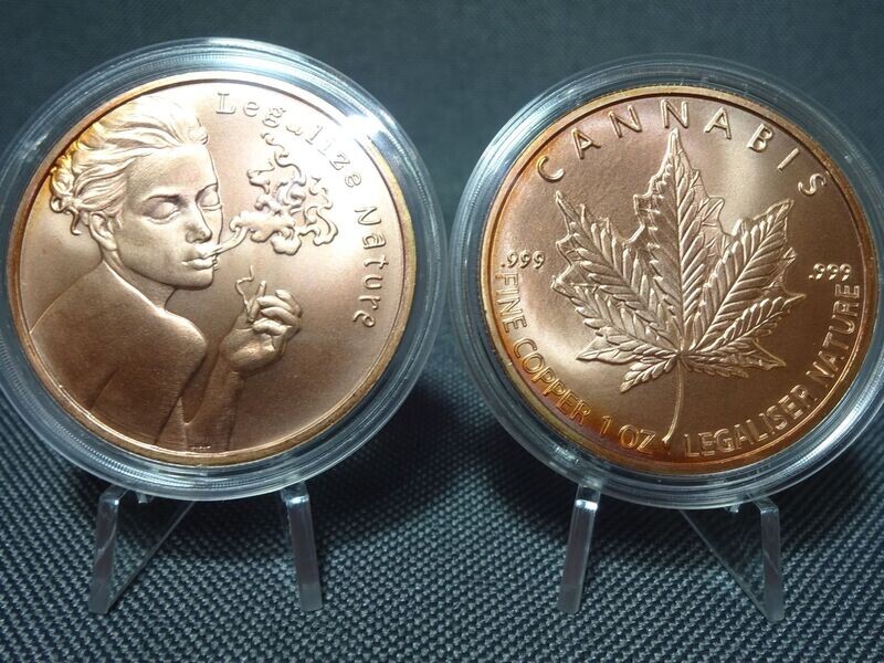 Medaillen Set USA Cannabis Maple Leaf Smoking Lady Legalize Nature Silver Shield Kupfer 1 Oz Unze