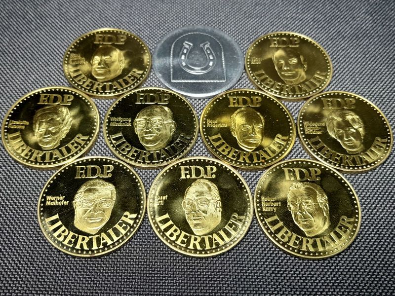 Medaillen Set Libertaler Deutschland FDP Freie Wähler Propaganda Partei Genscher Token Jeton Erhaltung