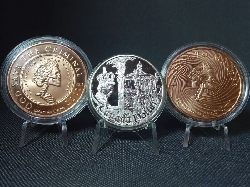 Silbermünze Set Kanada USA 2002 1 Dollar 50 Jahre Jubiläum Queen Elisabeth II. Skull Criminal Elite USA Kupfer 2x 1 Oz Unze