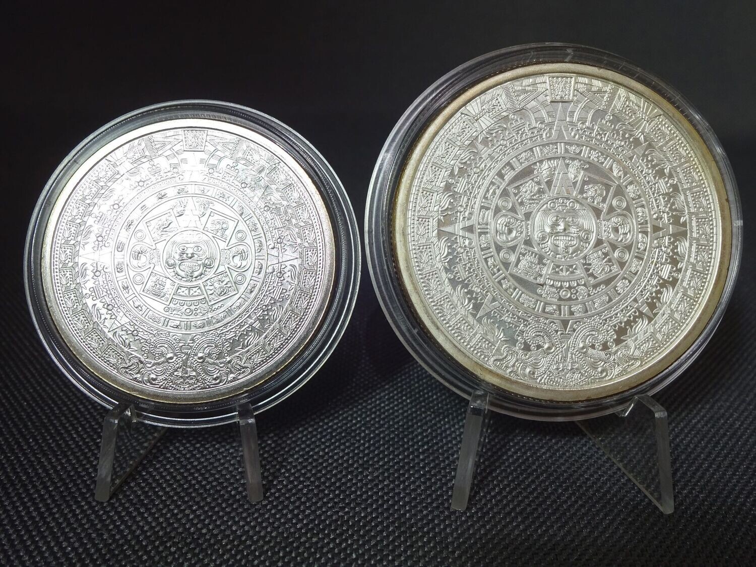 Silbermedaillen Set USA Maya Azteken Kalender Aztec 1 & 2 Oz Unze Silbermedaillen Set USA Maya Azteken Kalender Aztec 1 & 2 Oz Unze