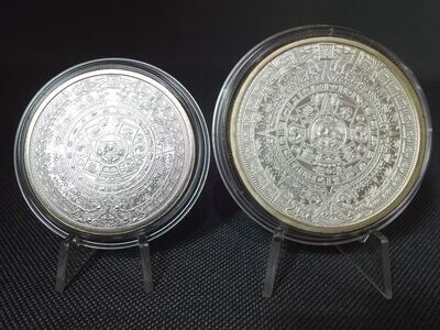 Silbermedaillen Set USA Maya Azteken Kalender Aztec 1 & 2 Oz Unze