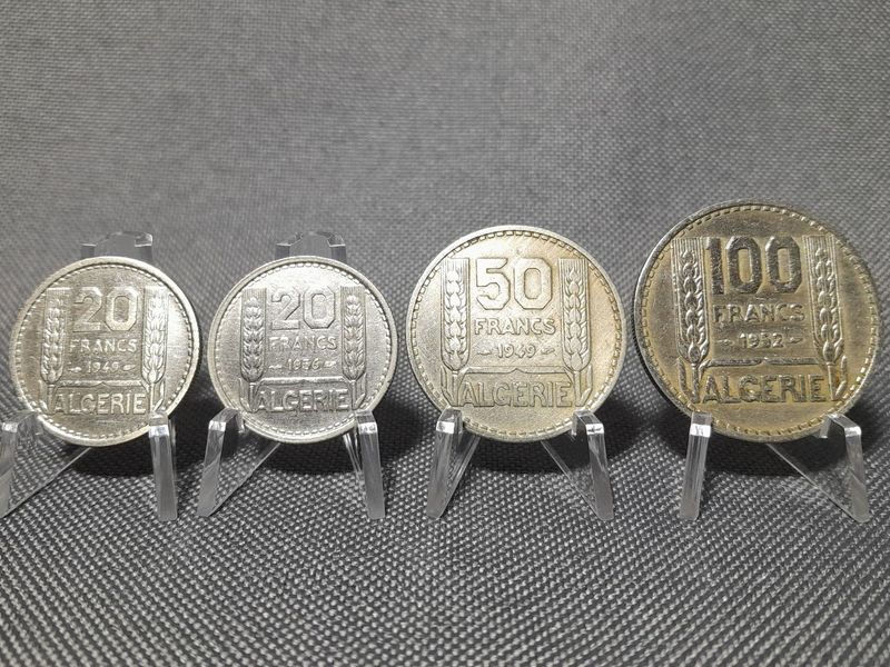 Münzen Set Algerien 1949 1952 1956 20 50 100 Francs