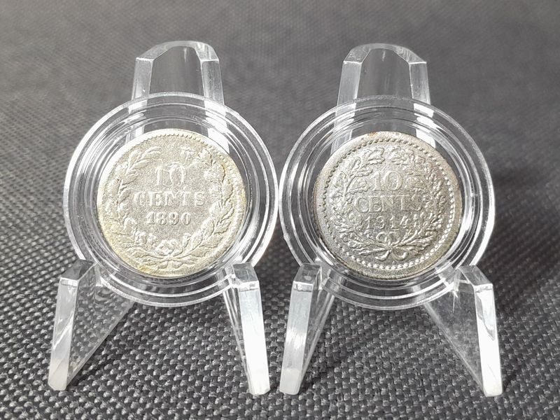 Silbermünzen Set 1890 1914 10 Cent Niederlande Willem Wilhemina