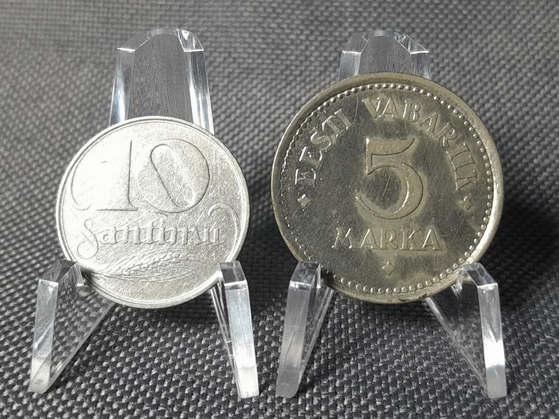 Münzen Set Estland Lettland 1922 10 Centimes 5 Marka Santimu Münzen Set Estland Lettland 1922 10 Centimes 5 Marka Santimu