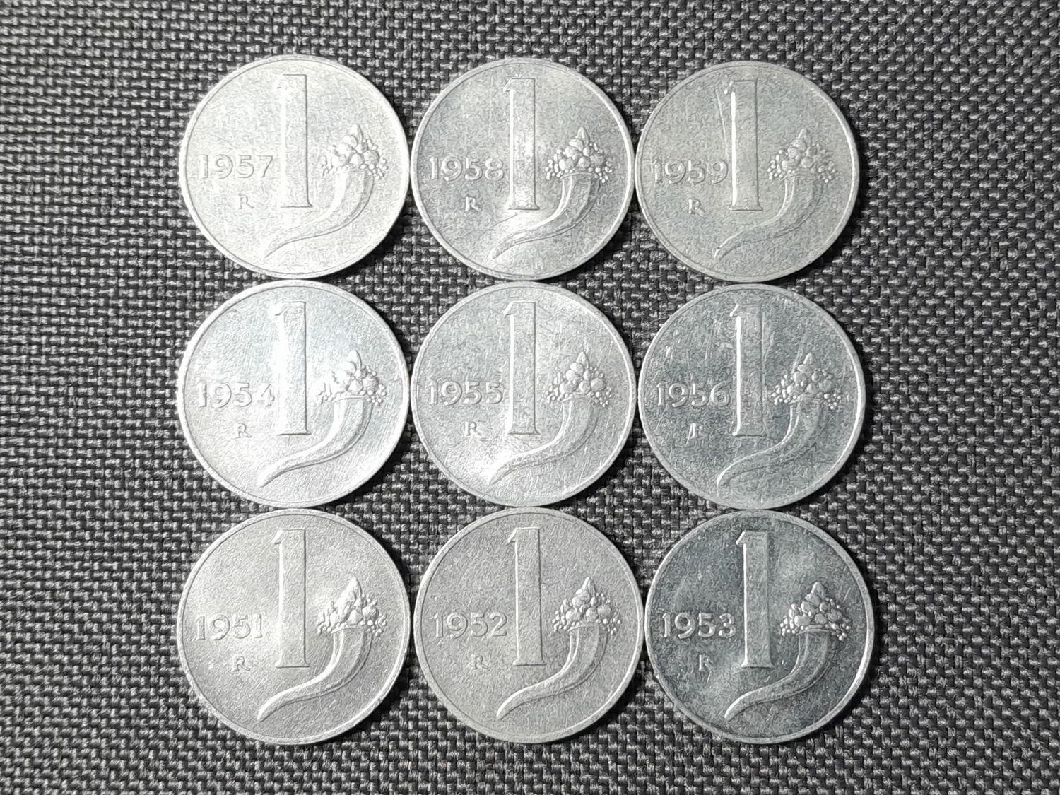 Münzen Set Italien 1951 1952 1953 1954 1955 1956 1957 1958 1959 1 Lira Waage Münzen Set Italien 1951 1952 1953 1954 1955 1956 1957 1958 1959 1 Lira Waage