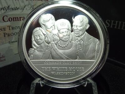 Silbermedaille USA 2022 Comrade Clot Shot Biden Obama Silver Shield PP Proof 1 Oz Unze Silbermedaille USA 2022 Comrade Clot Shot Biden Obama Silver Shield PP Proof 1 Oz Unze