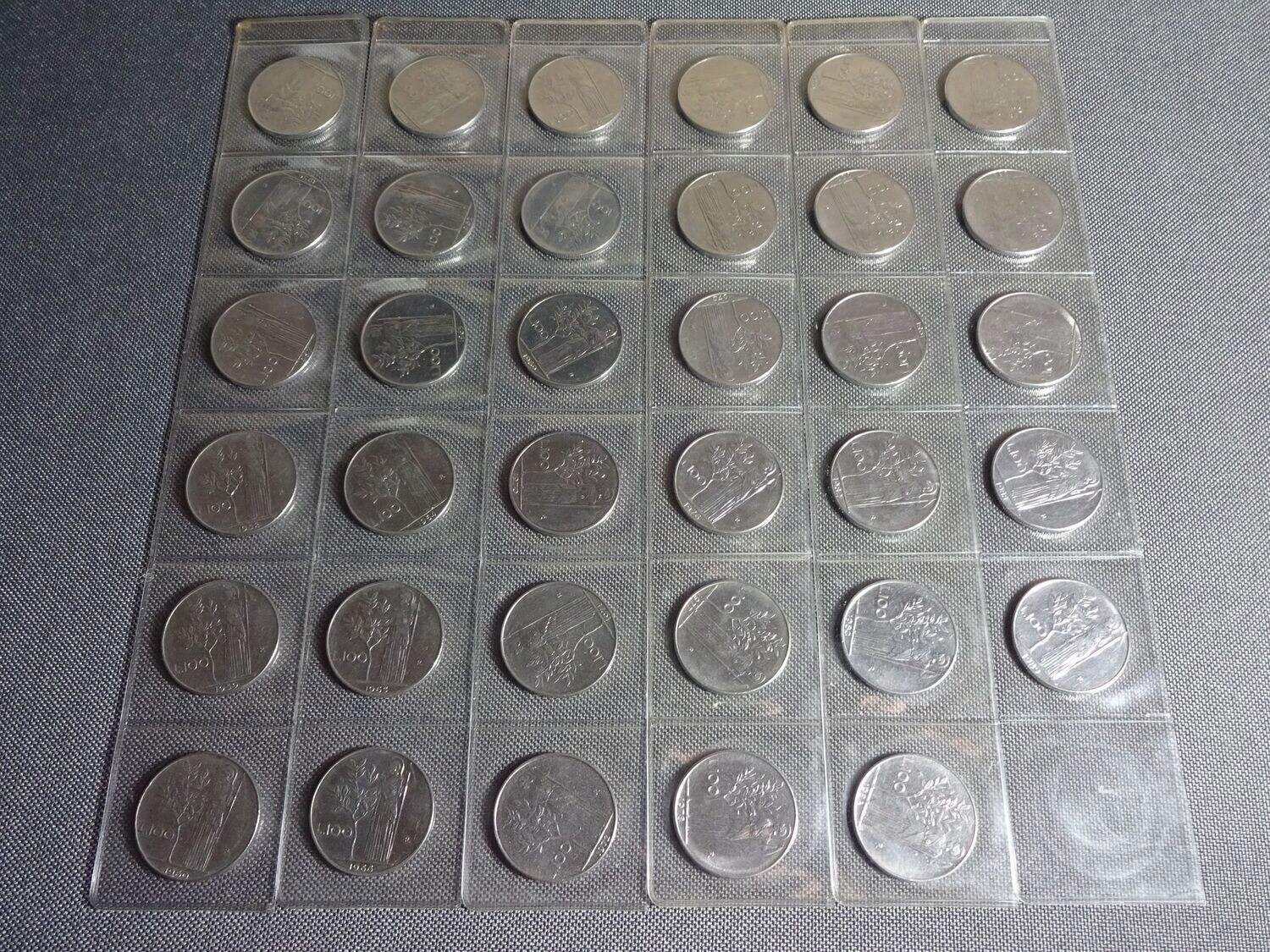 Münzen Komplett Satz Italien 1955 - 1989 100 Lire 35 Jahrgänge Set