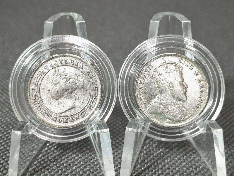 Silbermünzen Set Ceylon Sri Lanka 1893 1908 10 Cents Victoria Edward VII. Silbermünzen Set Ceylon Sri Lanka 1893 1908 10 Cents Victoria Edward VII.