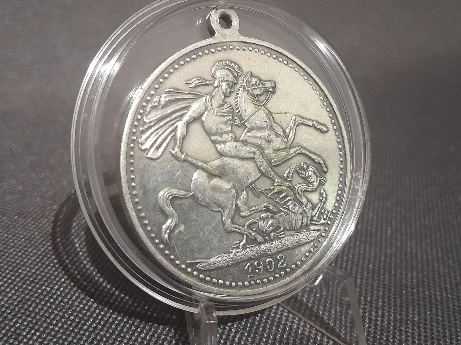 Silbermedaille England 1902 Krönung Coronation Coin König Edwards VII. Anhänger