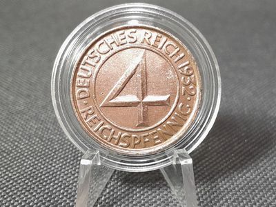 Münze Weimarer Republik 1932 G 4 Reichspfennig Karlsruhe Erhaltung!