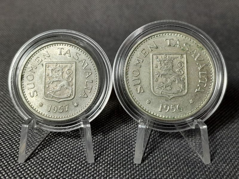 Silbermünzen Set Finnland 1956 1957 100 200 Markkaa Silbermünzen Set Finnland 1956 1957 100 200 Markkaa