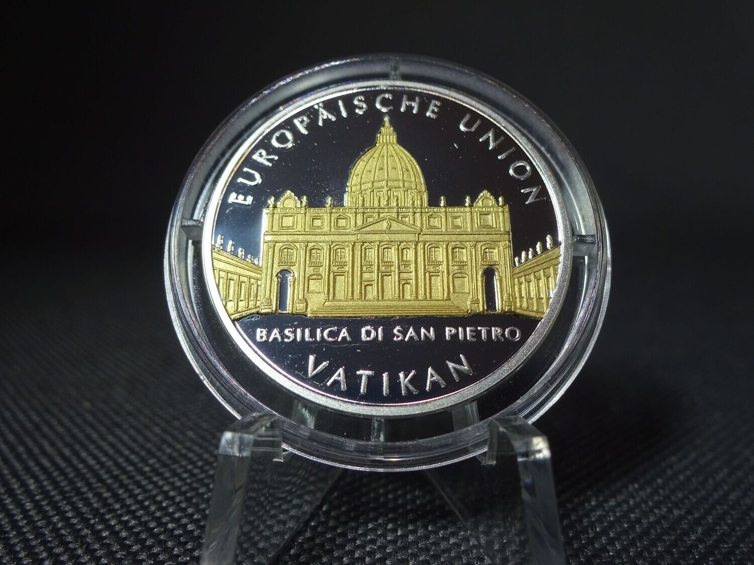 Silbermedaille Vatikan Petersdom Metropolen Europa Gilded PP Proof Silbermedaille Vatikan Petersdom Metropolen Europa Gilded PP Proof