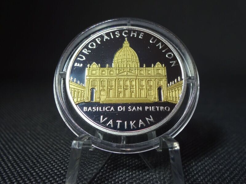 Silbermedaille Vatikan Petersdom Metropolen Europa Gilded PP Proof Silbermedaille Vatikan Petersdom Metropolen Europa Gilded PP Proof