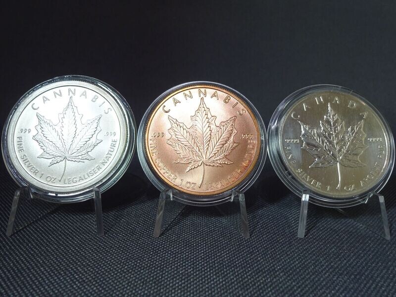 Silbermünze Silbermedaille Set USA Kanada 1988 Maple Cannabis Skull Queen Obey Slave Silver Shield 1 Oz Unze
