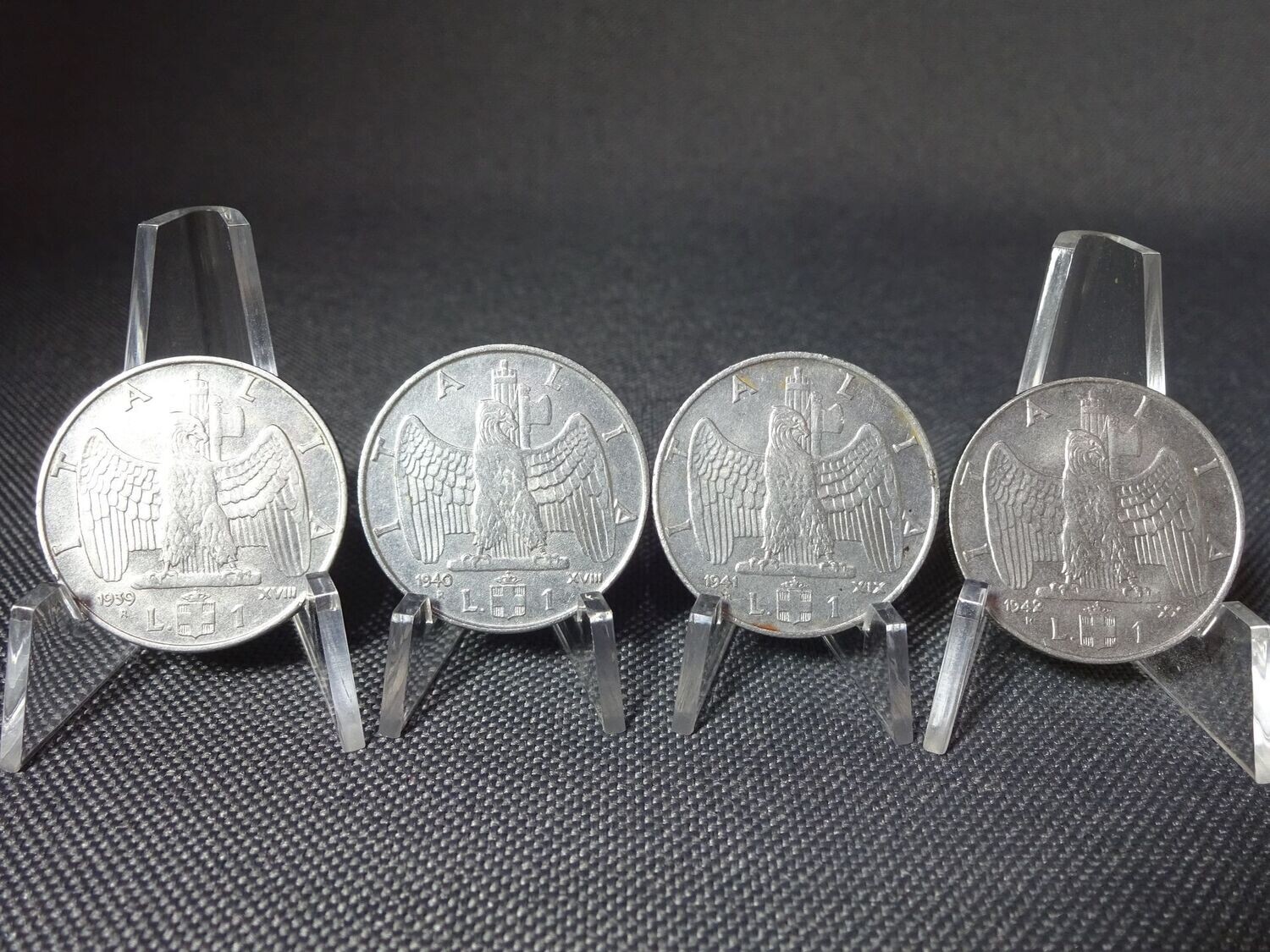 Münzen Set Italien 1939 1940 1941 1942 1 Lira Vittorio III. Faschistenprägung