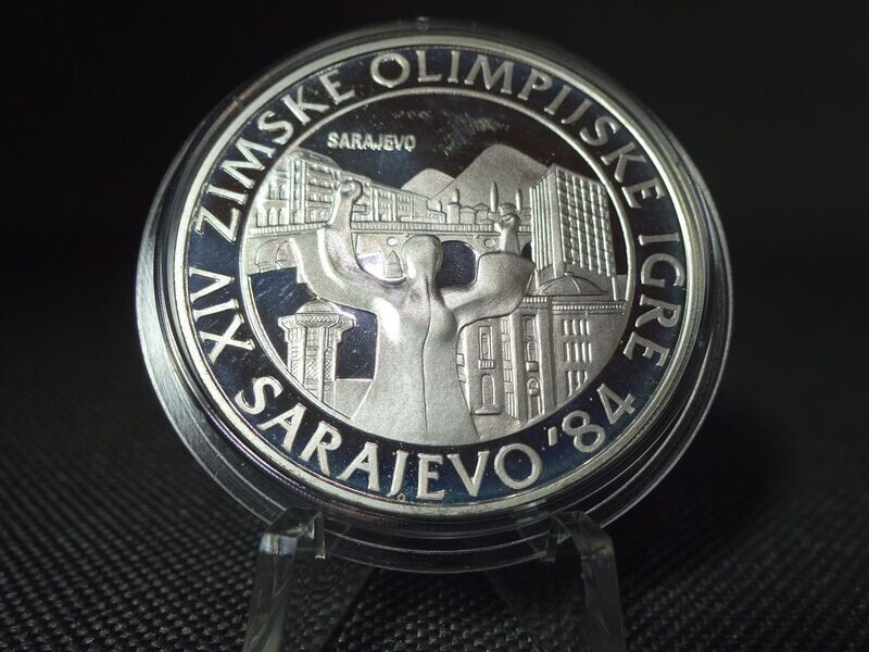 Silbermünze Jugoslawien 1982 250 Dinara Olympia 1984 Sarajevo PP Proof Silbermünze Jugoslawien 1982 250 Dinara Olympia 1984 Sarajevo PP Proof