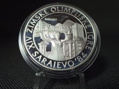 Silbermünze Jugoslawien 1982 250 Dinara Olympia 1984 Sarajevo PP Proof Silbermünze Jugoslawien 1982 250 Dinara Olympia 1984 Sarajevo PP Proof