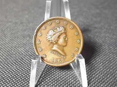 Münze Token USA 1863 1 Cent Bürgerkrieg Civil War Defence No Tribute