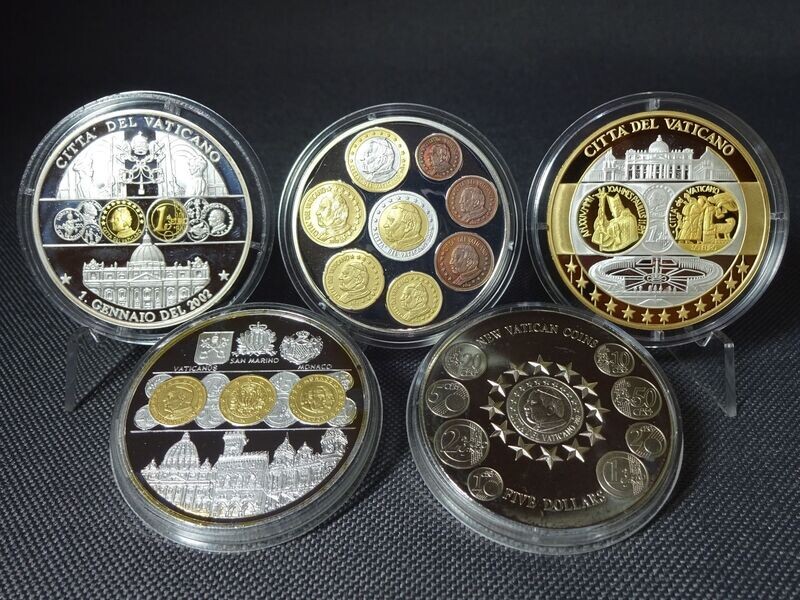 Silbermedaille Set 2002 2003 Münze Liberia Vatikan Papst PP Proof Gilded KMS 1 Oz Unze