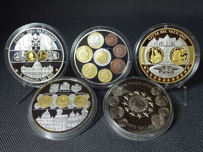 Silbermedaille Set 2002 2003 Münze Liberia Vatikan Papst PP Proof Gilded KMS 1 Oz Unze