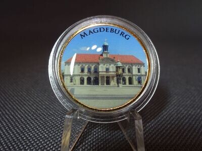 Münze Deutschland 2 Euro Magdeburg Farbe Emaille Vergoldet