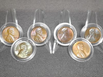Münzen Set USA 1964 - 1977 1 Cent Lincoln Wheat Penny Patina Erhaltung!