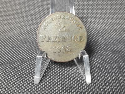 Münze Altdeutschland 1868 2 Pfennig Georg II. Herzogtum Sachsen Meiningen Münze Altdeutschland 1868 2 Pfennig Georg II. Herzogtum Sachsen Meiningen