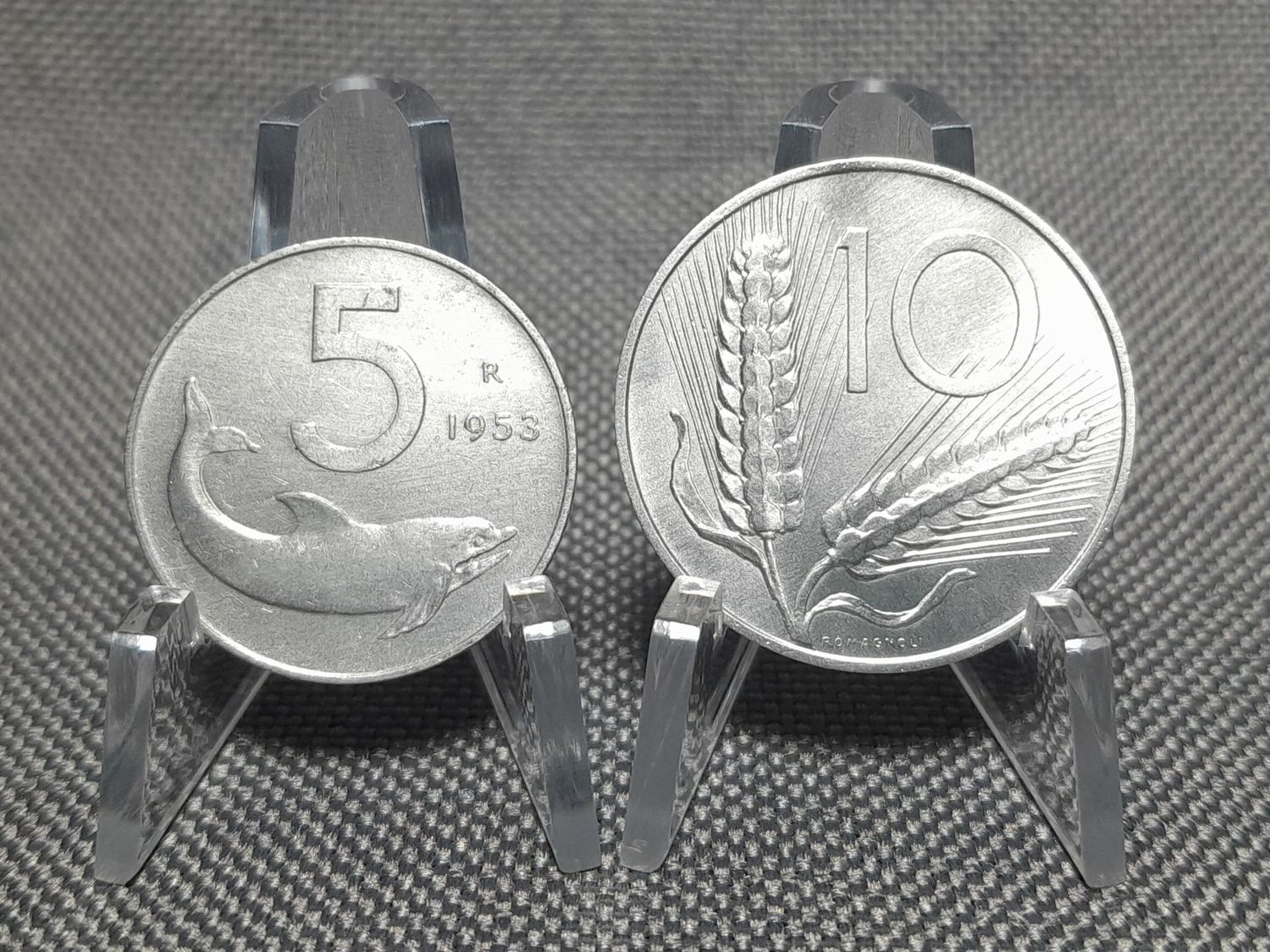 Münzen Set Italien 1953 5 10 Lire Delfin Weizen Erhaltung!