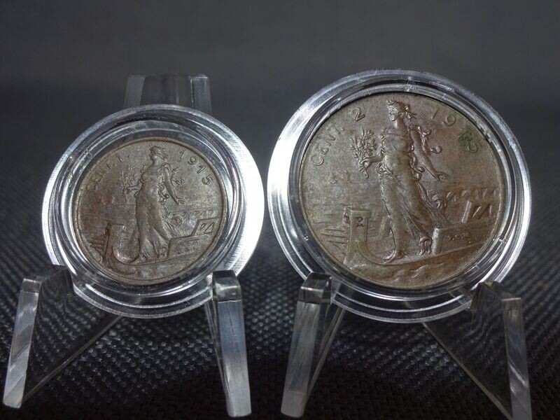 Münzen Set Italien 1915 1 Centesimo 2 Centesimi Vittorio III. Münzen Set Italien 1915 1 Centesimo 2 Centesimi Vittorio III.