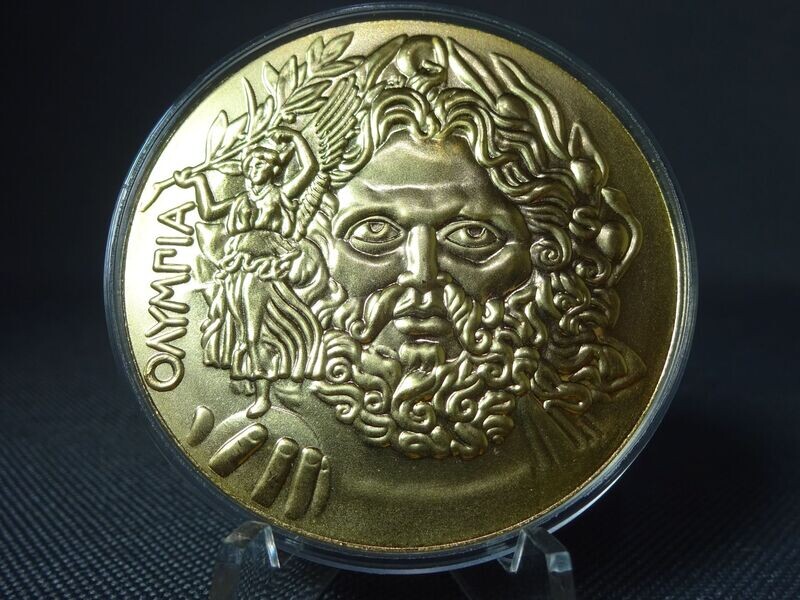 Medaille 1993 1896 Olympia Replikat Siegermedaille Goldmedaille Zeus 50 mm Medaille 1993 1896 Olympia Replikat Siegermedaille Goldmedaille Zeus 50 mm