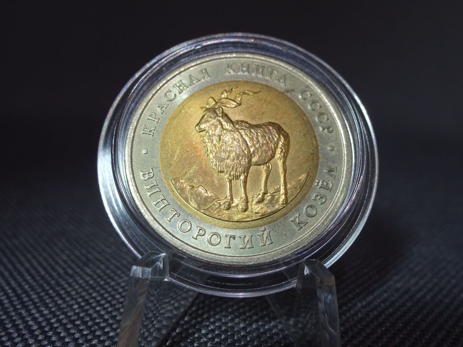 Münze Russland UdSSR CCCP 1991 5 Rubel Schraubenziege Rote Buch Tiere