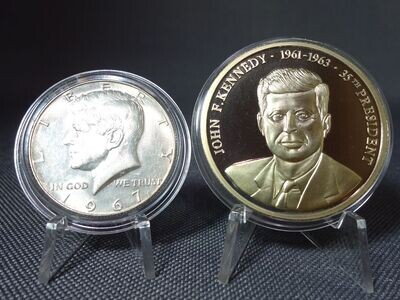 Silbermünze Medaille Set USA 1967 1/2 Half Dollar 35th President John F. Kennedy Silbermünze Medaille Set USA 1967 1/2 Half Dollar 35th President John F. Kennedy