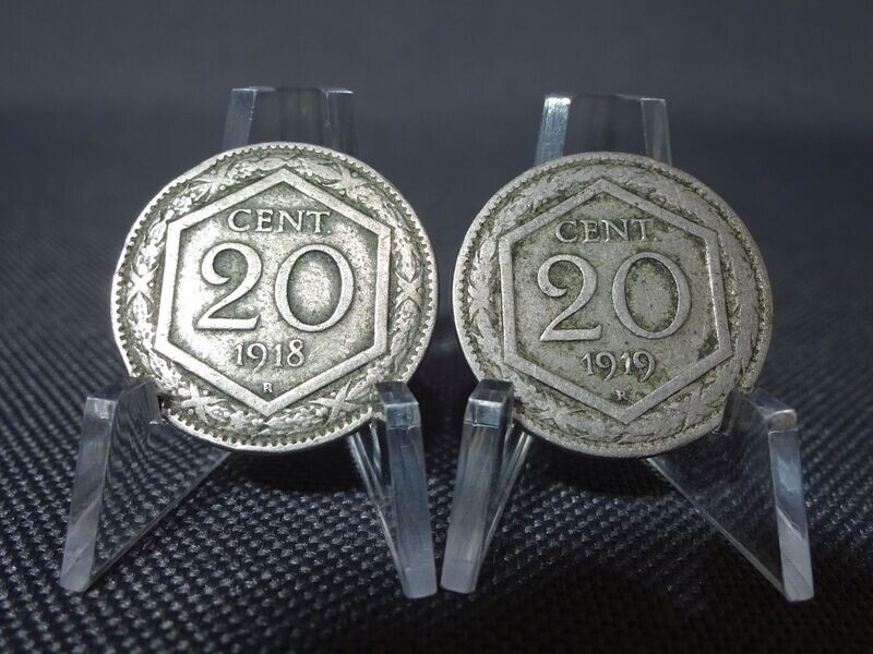 Münzen-Set Italien 1918 & 1919 20 Centesimi Vittorio III.