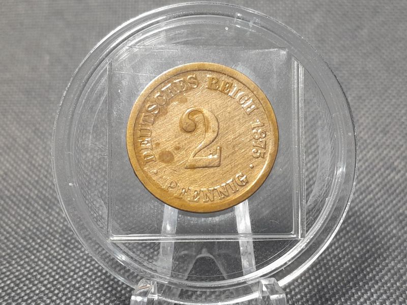 Münze Deutsches Kaiserreich 1875 D 2 Pfennig München Fehlprägung Erhaltung!
