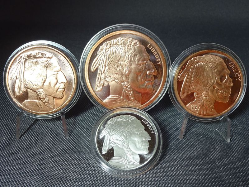 Silbermedaille USA Buffalo Indianer Kopf Skull Head Set Kupfer 1/2 1 2 Oz Unze Silbermedaille USA Buffalo Indianer Kopf Skull Head Set Kupfer 1/2 1 2 Oz Unze