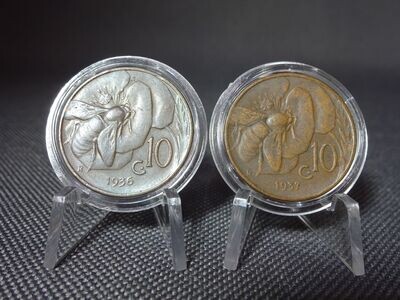 Münzen Set Italien 1936 1937 10 Centesimi Honigbiene Vittorio III.
