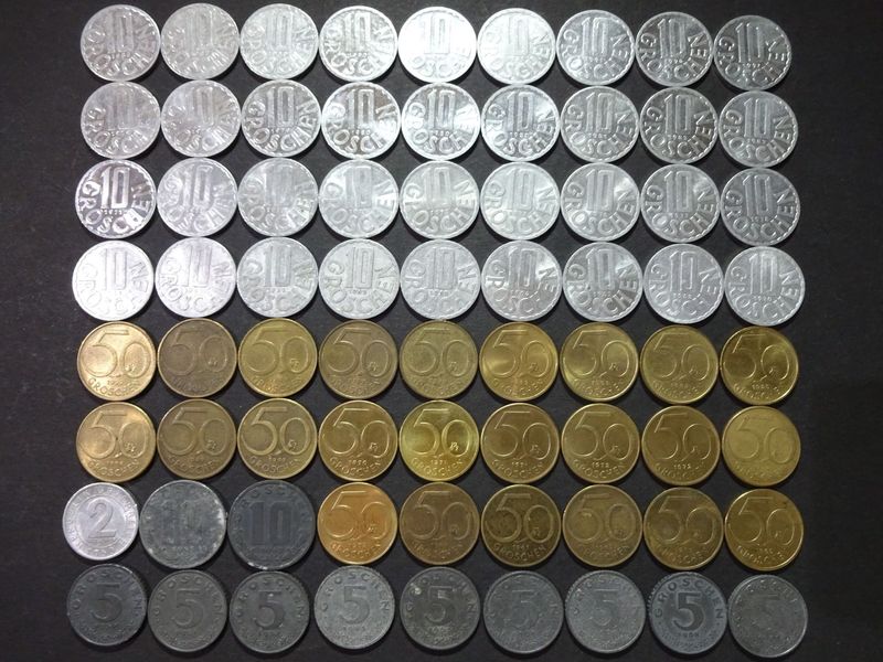 Münzen Set Österreich 1948 - 1997 2 5 10 50 Groschen