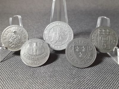 Münzen Set Deutsches Kaiserreich 1917 1918 10 50 Pfennig Mosbach Menden Mettmann Kaiserslautern Kriegsnotgeld Münzen Set Deutsches Kaiserreich 1917 1918 10 50 Pfennig Mosbach Menden Mettmann Kaiserslautern Kriegsnotgeld