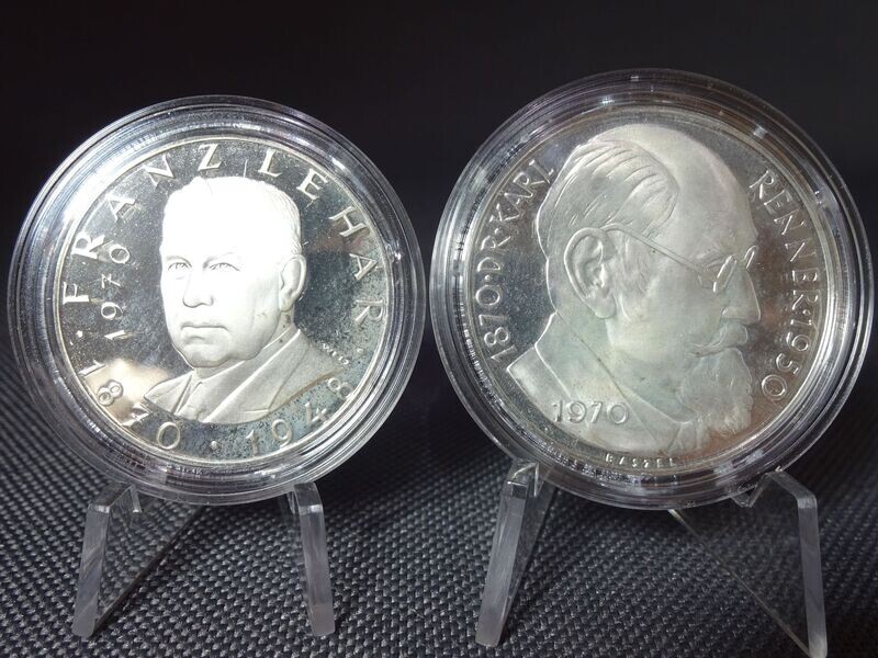 Silbermünzen Set Österreich 1970 25 50 Schilling Franz Lehar Dr. Karl Renner Proof