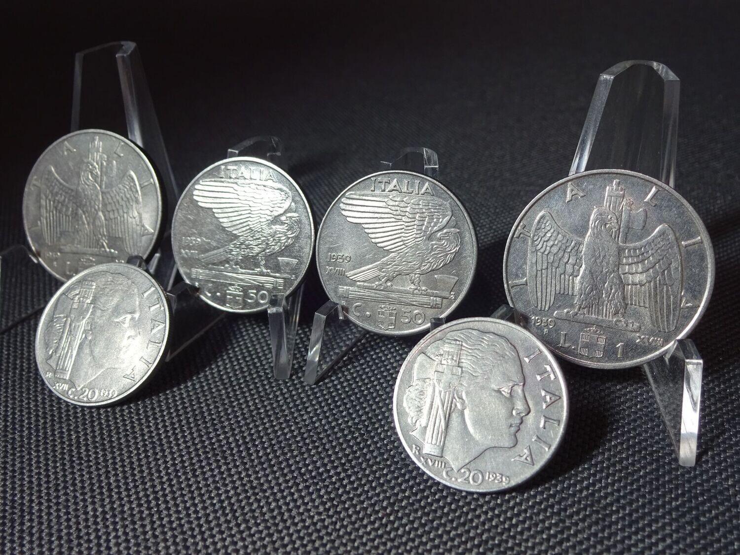 Münzen-Set Italien 1939 XVII XVIII 1 20 50 Centesimi Lira Vittorio III. Faschistenprägung Münzen-Set Italien 1939 XVII XVIII 1 20 50 Centesimi Lira Vittorio III. Faschistenprägung