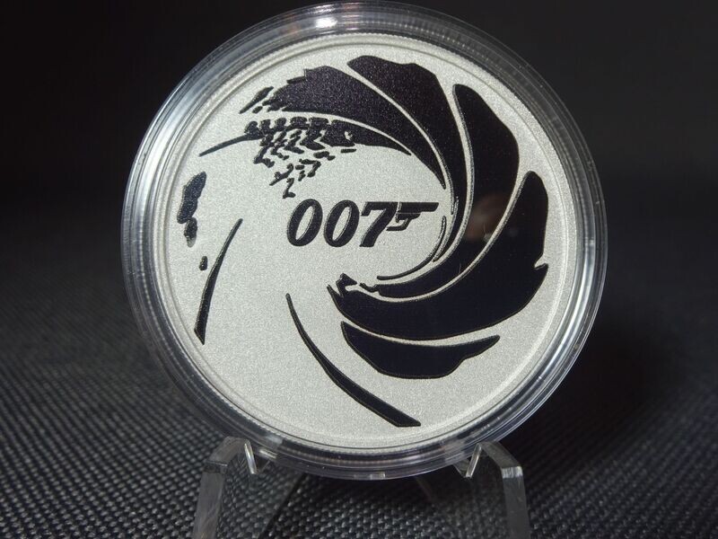 Silbermünze Tuvalu 2022 1 Dollar James Bond Agent 007 Farbe Schwarz 1 Oz Unze
