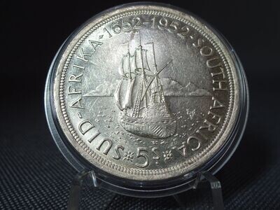 Silbermünze Südafrika 1952 5 Schilling Gründung Kapstadt (2.) Silbermünze Südafrika 1952 5 Schilling Gründung Kapstadt (2.)