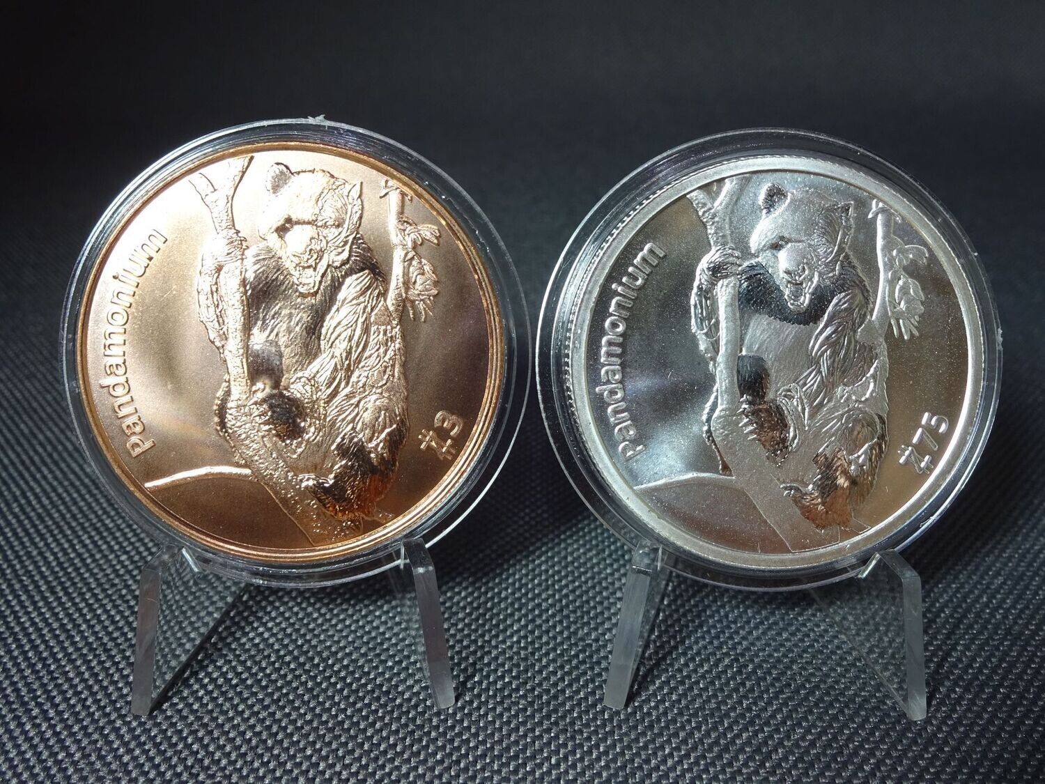 Silbermedaille Set USA 3 & 75 Zombucks Panda Apokalypse 1 Oz Unze