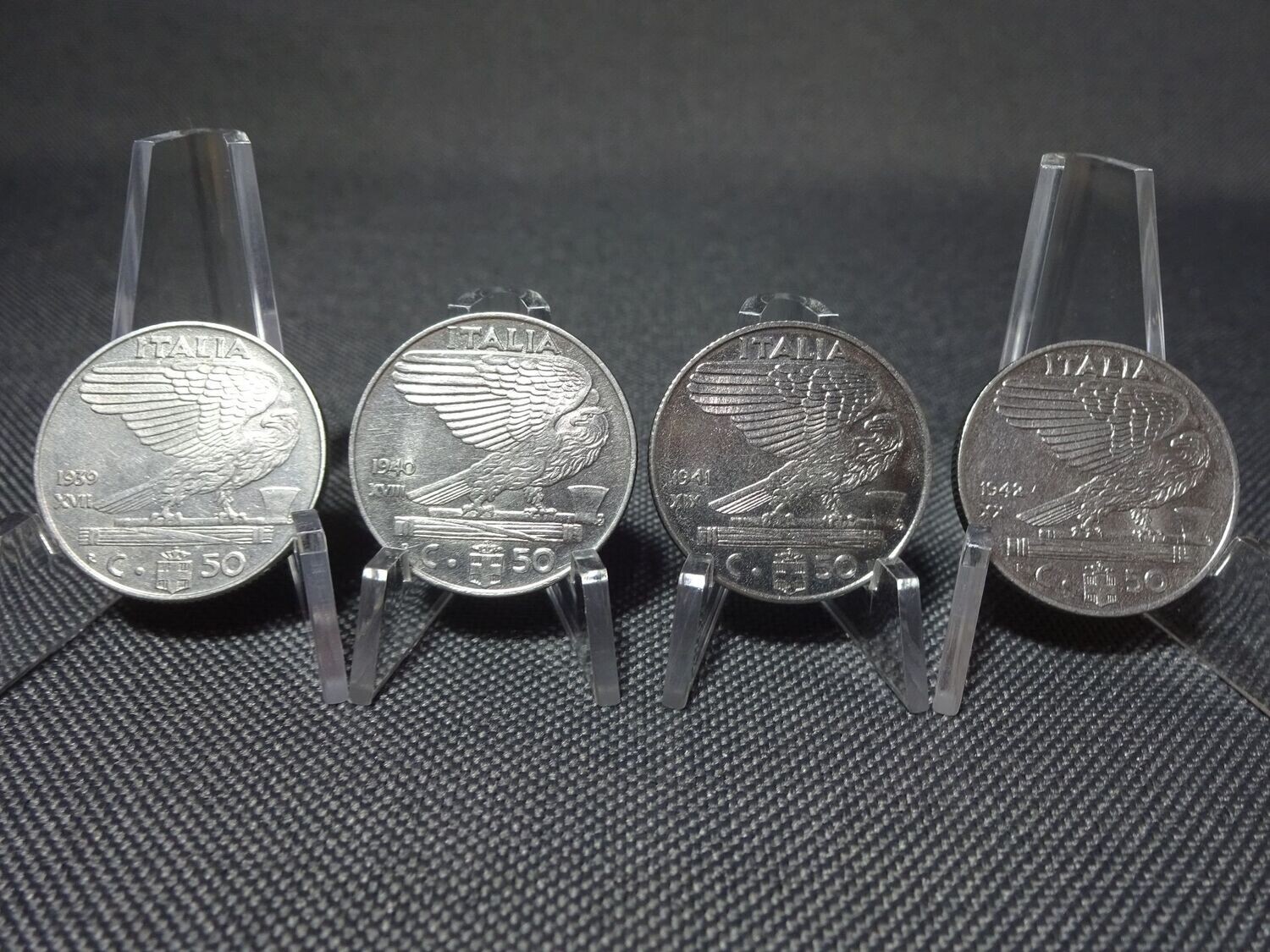 Münzen Set Italien 1939 1940 1941 1942 50 Centesimi Vittorio Faschistenprägung Münzen Set Italien 1939 1940 1941 1942 50 Centesimi Vittorio Faschistenprägung