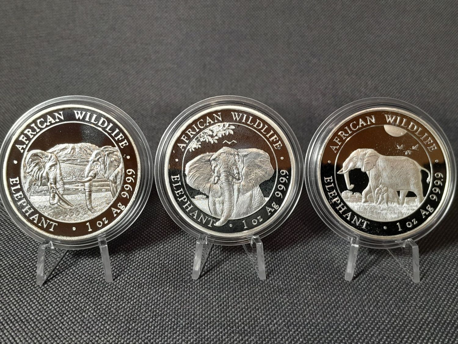 Silbermünzen Set Somalia Elefant 2020 2021 2022 100 Shillings Wildlife 1 Oz Unze