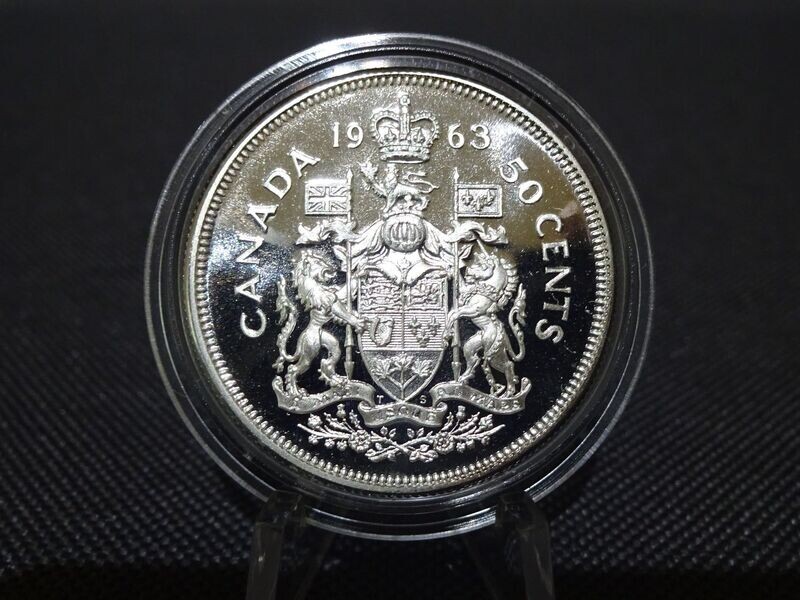 Silbermünze Kanada 1963 50 Cents Wappen Elizabeth II. Erhaltung