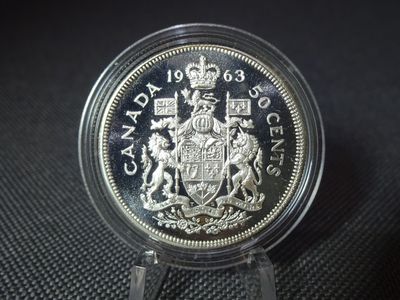Silbermünze Kanada 1963 50 Cents Wappen Elizabeth II. Erhaltung Silbermünze Kanada 1963 50 Cents Wappen Elizabeth II. Erhaltung