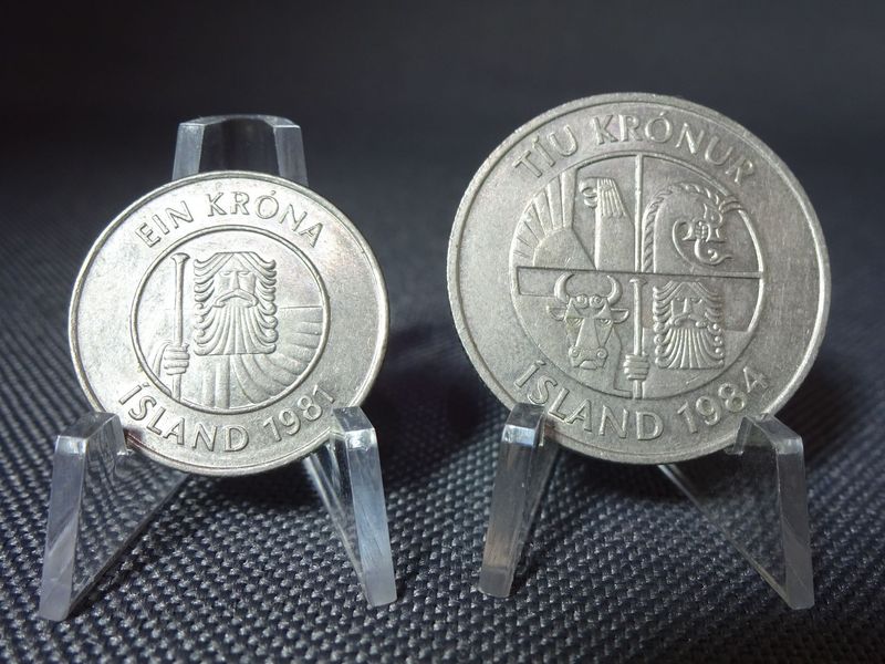 Münzen Set Island 1981 1984 1 10 Krone Krona Kronur Fische