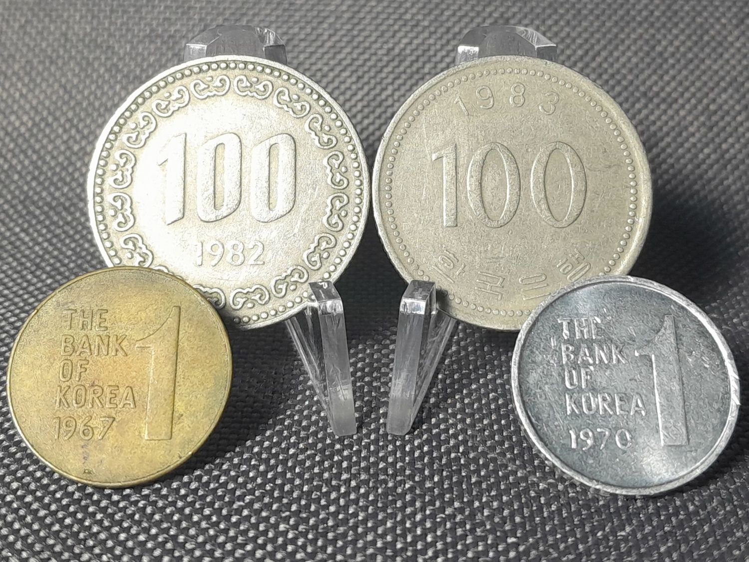 Münzen Set Südkorea Korea 1967 1970 1982 1983 2x 1 & 100 Won